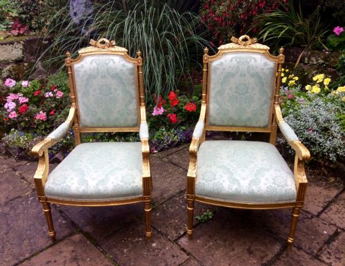 pair of edwardian giltwood armchairs - CATEGORY: ANTIQUE CHAIRS - DATED EDWARDIAN