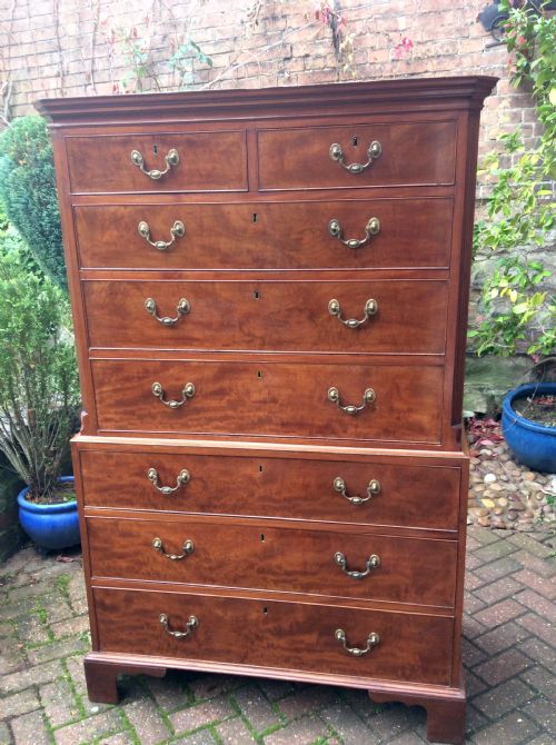 small georgian mahogany chest on chesttallboy - CATEGORY: ANTIQUE CHEST OF DRAWERS - DATED 18TH CENTURY