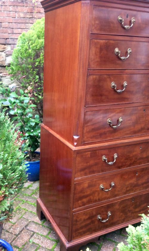 SMALL GEORGIAN MAHOGANY CHEST ON CHESTTALLBOY - ADDITIONAL PHOTO 4