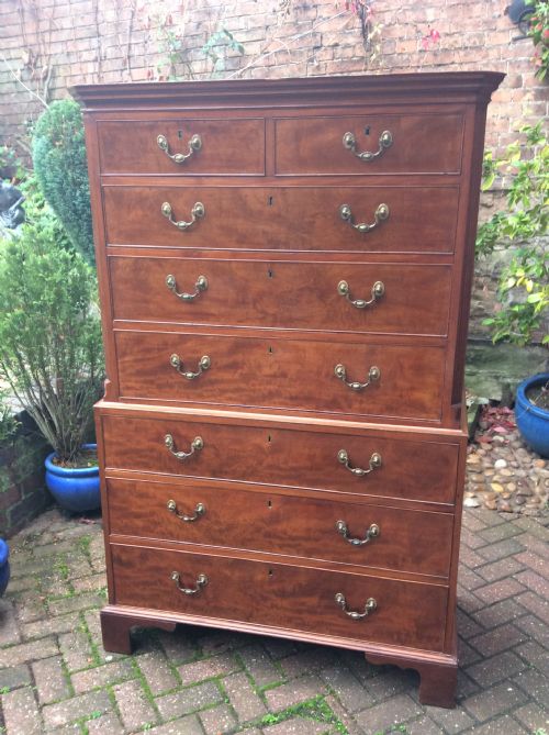 SMALL GEORGIAN MAHOGANY CHEST ON CHESTTALLBOY - ADDITIONAL PHOTO 5