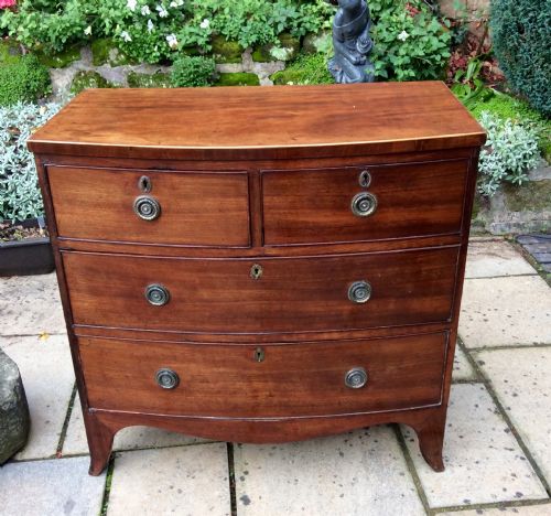 small regency bow front chest of drawers - CATEGORY: ANTIQUE CHEST OF DRAWERS - DATED REGENCY