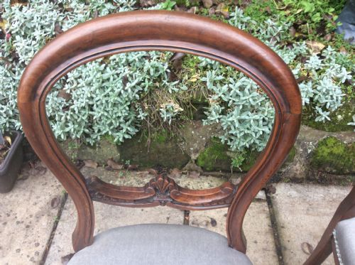 A PAIR OF CABRIOLE LEG BALLOON BACK CHAIRS - ADDITIONAL PHOTO 2