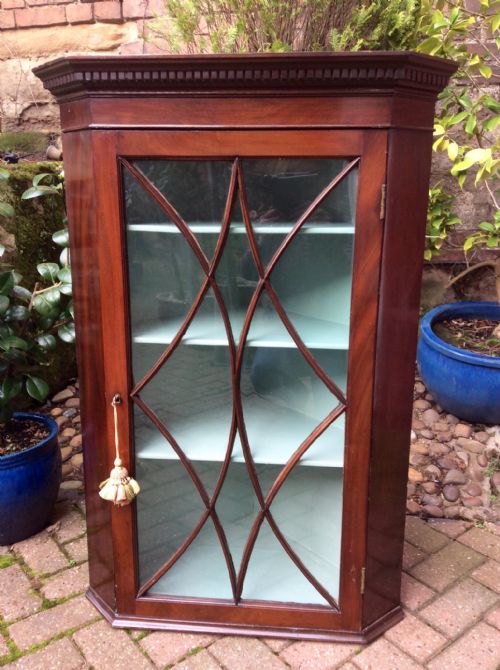 georgian mahogany glazed corner cupboard - CATEGORY: ANTIQUE CUPBOARDS - DATED 18TH CENTURY