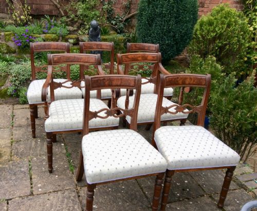 a set of regency chairs comprising 2 carver or arm chairs and 5 single dining chairs - CATEGORY: ANTIQUE CHAIRS - DATED REGENCY