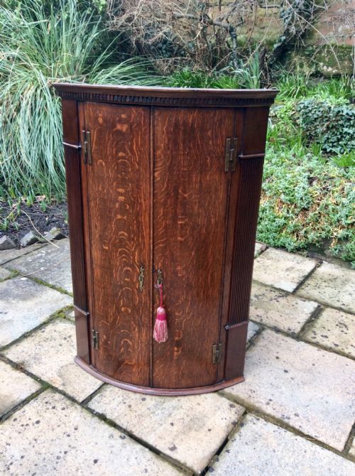 bow front corner cupboard - CATEGORY: ANTIQUE CUPBOARDS - DATED 1800
