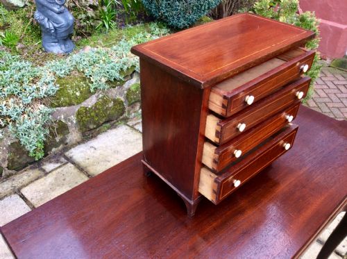 MINIATURE MAHOGANY CHEST OF DRAWERS - ADDITIONAL PHOTO 3