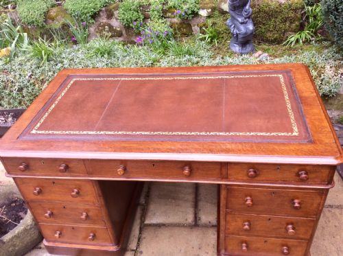 OAK 54 INCH PEDESTAL DESK - ADDITIONAL PHOTO 2