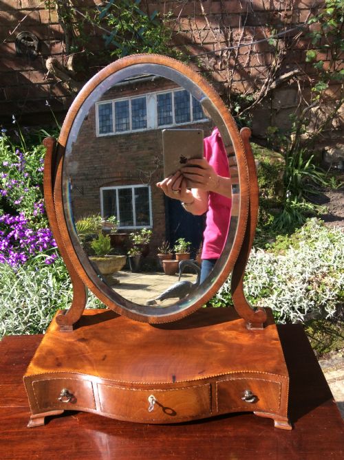 georgian serpentine dressing toilet mirror - CATEGORY: ANTIQUE MIRRORS - DATED GEORGIAN
