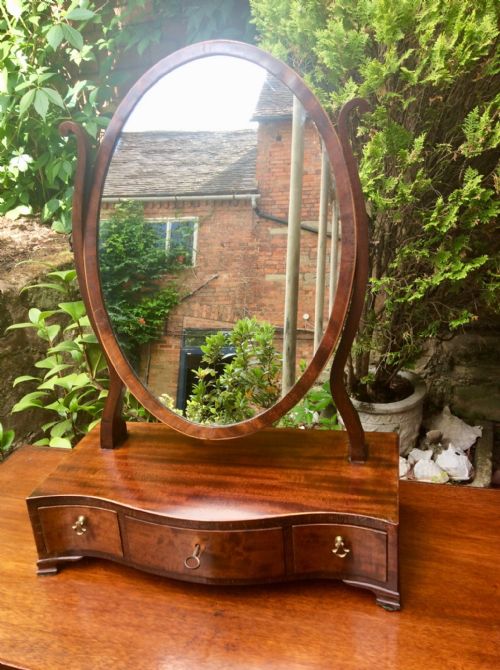georgian mahogany serpentine toilet dressing table mirror - CATEGORY: ANTIQUE MIRRORS - DATED GEORGIAN