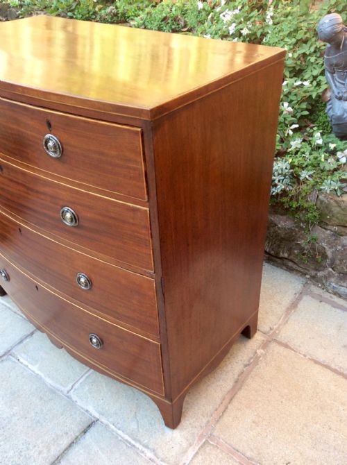 REGENCY MAHOGANY BOW FRONT CHEST OF DRAWERS - ADDITIONAL PHOTO 3