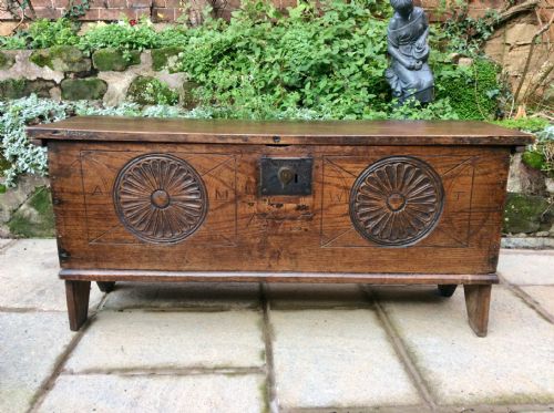 oak plank coffer or sword chest - CATEGORY: ANTIQUE CHESTS - DATED 18TH CENTURY
