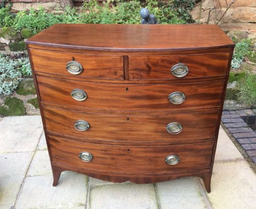 georgian bow front chest of drawers - CATEGORY: ANTIQUE CHEST OF DRAWERS - DATED 1800