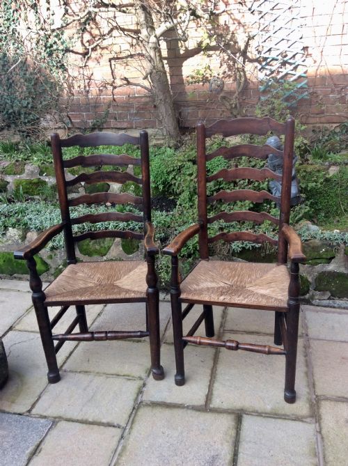 2 ladder back armchairs - CATEGORY: ANTIQUE CHAIRS - DATED 19TH CENTURY