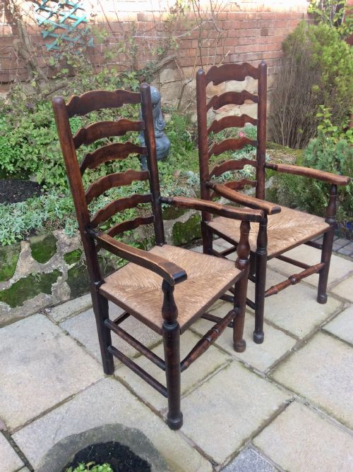 2 LADDER BACK ARMCHAIRS - ADDITIONAL PHOTO 4