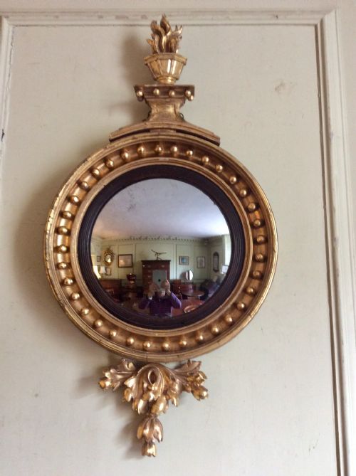 regency convex giltwood mirror - CATEGORY: ANTIQUE MIRRORS - DATED REGENCY