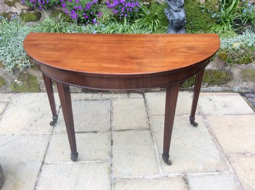 mahogany demilune console table - CATEGORY: ANTIQUE TABLES - DATED 1800