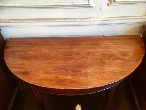 MAHOGANY DEMILUNE CONSOLE TABLE - ADDITIONAL PHOTO 1