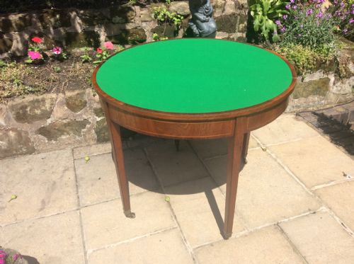 GEORGIAN DEMI LUNE MAHOGANY CARD TABLE - ADDITIONAL PHOTO 1