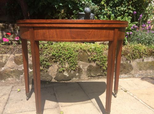 GEORGIAN DEMI LUNE MAHOGANY CARD TABLE - ADDITIONAL PHOTO 2