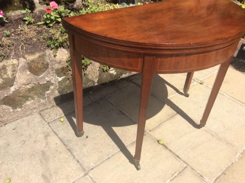 GEORGIAN DEMI LUNE MAHOGANY CARD TABLE - ADDITIONAL PHOTO 3