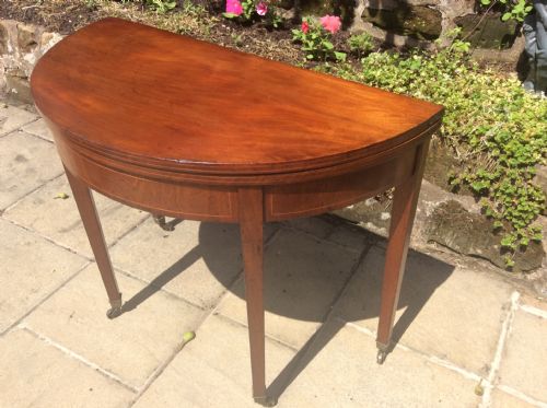 GEORGIAN DEMI LUNE MAHOGANY CARD TABLE - ADDITIONAL PHOTO 4