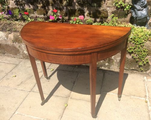 GEORGIAN DEMI LUNE MAHOGANY CARD TABLE - ADDITIONAL PHOTO 5