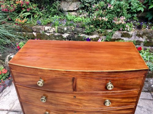 REGENCY BOW FRONT MAHOGANY CHEST OF DRAWERS - ADDITIONAL PHOTO 1