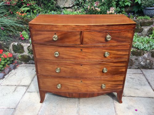 REGENCY BOW FRONT MAHOGANY CHEST OF DRAWERS - ADDITIONAL PHOTO 2