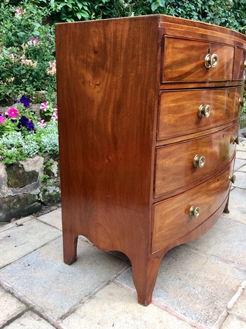 REGENCY BOW FRONT MAHOGANY CHEST OF DRAWERS - ADDITIONAL PHOTO 3