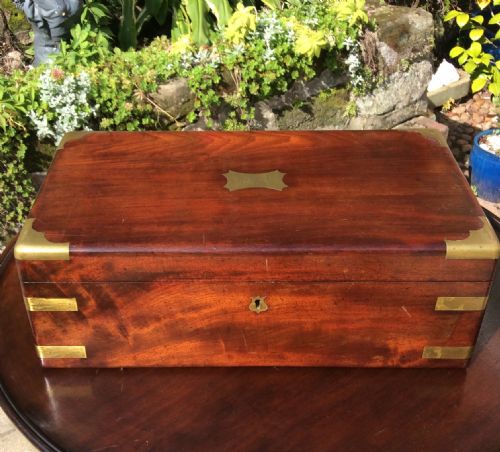 victorian brass bound writing slope - CATEGORY: ANTIQUE BOXES - DATED VICTORIAN