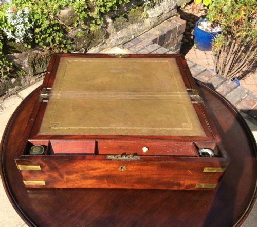VICTORIAN BRASS BOUND WRITING SLOPE - ADDITIONAL PHOTO 1