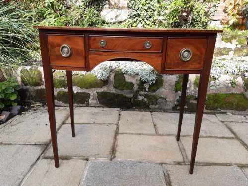 NARROW BOW FRONT HALL TABLE LOWBOY - ADDITIONAL PHOTO 2