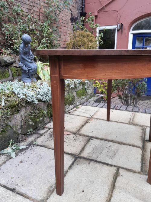 LARGE GEORGIAN MAHOGANY DEMI LUNE CONSOLE SIDE TABLE - ADDITIONAL PHOTO 1
