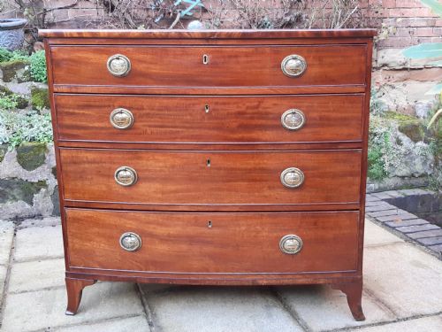 SUPER SMALL REGENCY MAHOGANY BOW FRONT CHEST OF DRAWERS - ADDITIONAL PHOTO 4