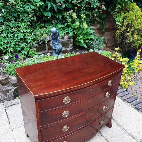 SUPERB SMALL MAHOGANY BOW FRONT CHEST OF DRAWERS - ADDITIONAL PHOTO 5