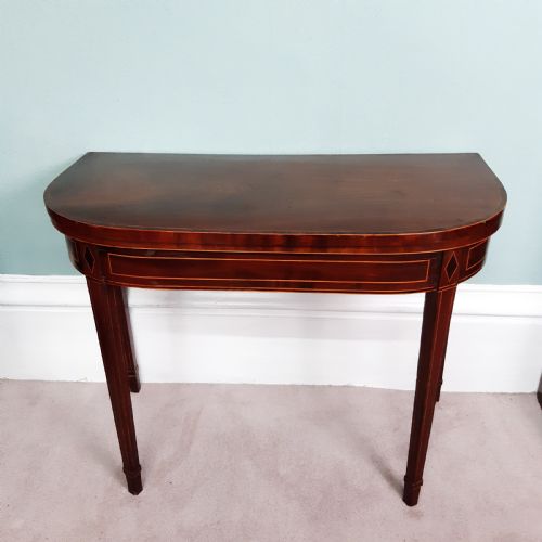 georgian mahogany inlaid card table - CATEGORY: ANTIQUE TABLES - DATED GEORGIAN