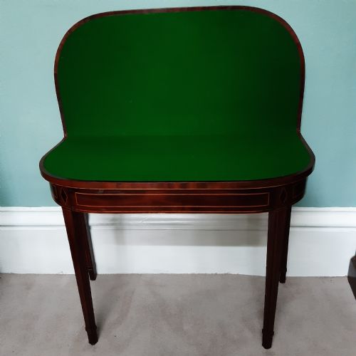 GEORGIAN MAHOGANY INLAID CARD TABLE - ADDITIONAL PHOTO 2