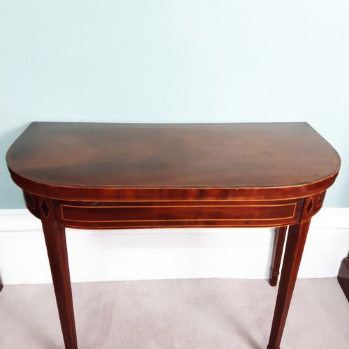 GEORGIAN MAHOGANY INLAID CARD TABLE - ADDITIONAL PHOTO 3
