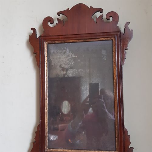 GEORGIAN MAHOGANY FRET IR FRETWORK MIRROR WITH ORIGINAL PLATE - ADDITIONAL PHOTO 2