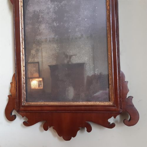 GEORGIAN MAHOGANY FRET IR FRETWORK MIRROR WITH ORIGINAL PLATE - ADDITIONAL PHOTO 3