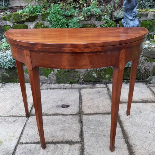georgian demi lune inlaid card table - CATEGORY: ANTIQUE TABLES - DATED GEORGIAN