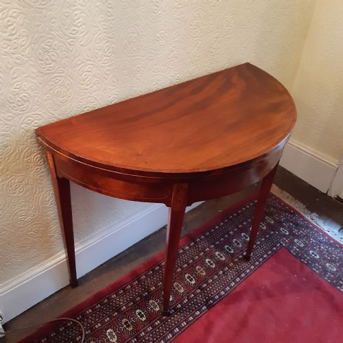 GEORGIAN DEMI LUNE INLAID CARD TABLE - ADDITIONAL PHOTO 11