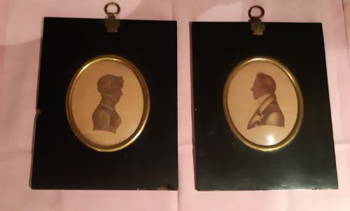 a pair of silhouettes - CATEGORY: ANTIQUE ART - DATED VICTORIAN