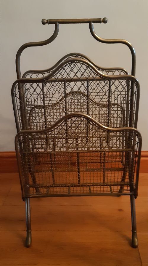 rare brass magazine rack - CATEGORY: ANTIQUE MISCELLANEOUS - DATED EDWARDIAN