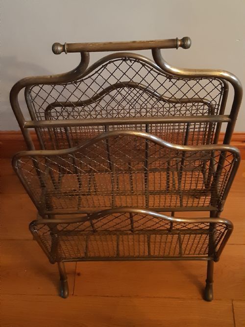 RARE BRASS MAGAZINE RACK - ADDITIONAL PHOTO 1