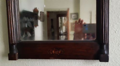 RARE INLAID OAK PIER WALL MIRROR - ADDITIONAL PHOTO 1