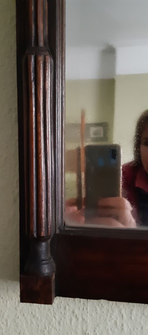 RARE INLAID OAK PIER WALL MIRROR - ADDITIONAL PHOTO 4