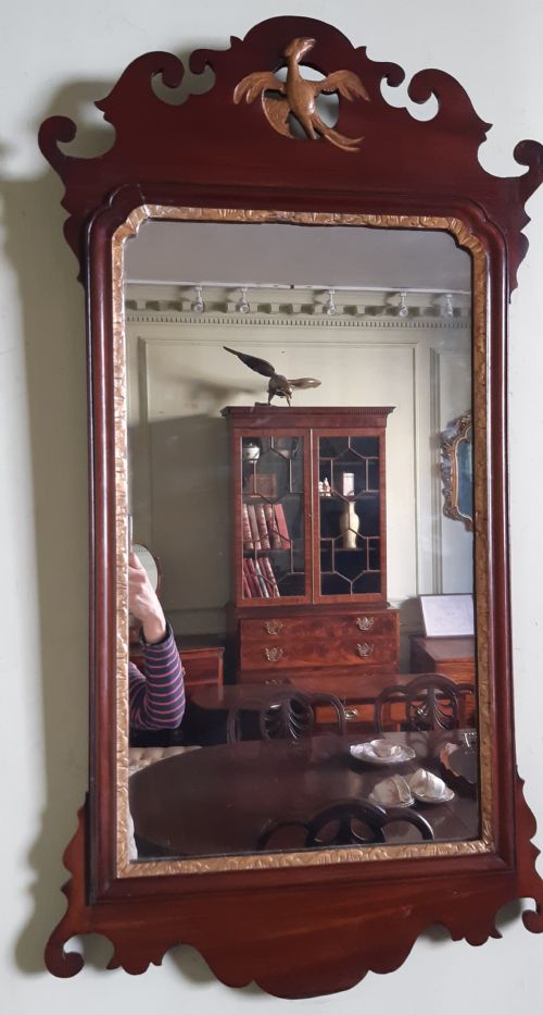 lovely fretwork hoho bird wall mirror - CATEGORY: ANTIQUE MIRRORS - DATED 1900