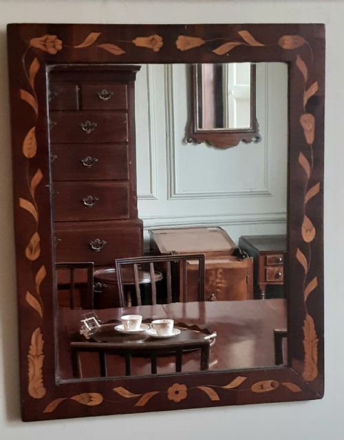 INLAID MAHOGANY WALL MIRROR - ADDITIONAL PHOTO 1