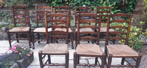SET OF 8 LADDER BACK CHAIRS 19TH CENTURY - ADDITIONAL PHOTO 1